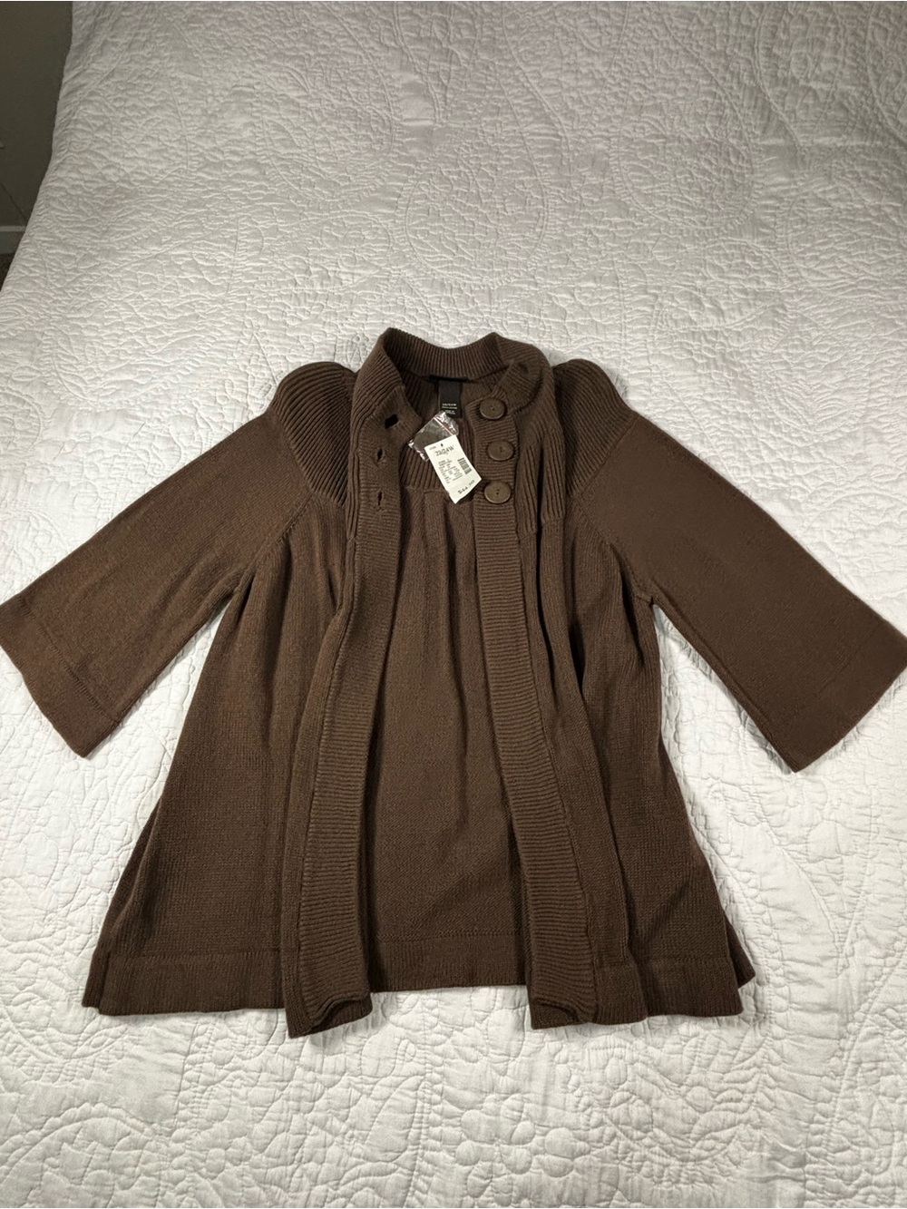 Lane Bryant Chocolate Brown Knit Button-Front Coatigan